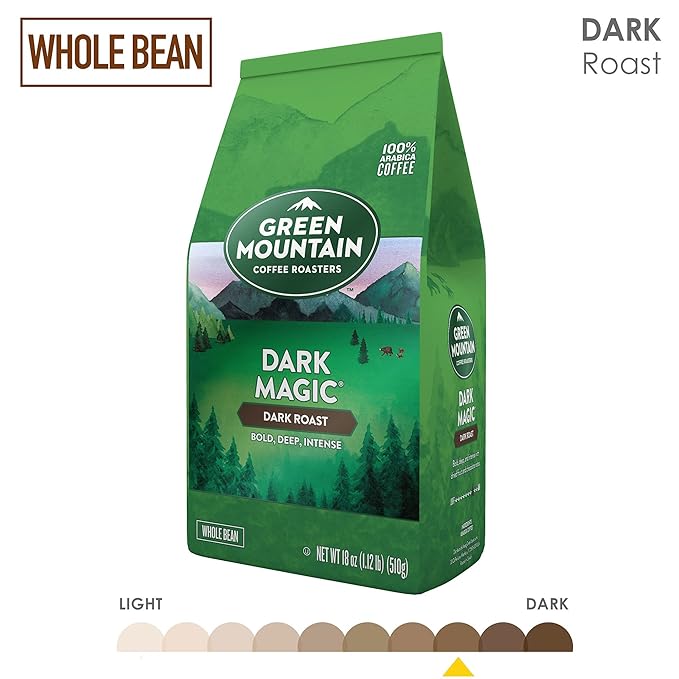 Green Mountain Coffee Roasters Dark Magic Whole Bean Coffee Bagged 18 oz (Pack of 2)