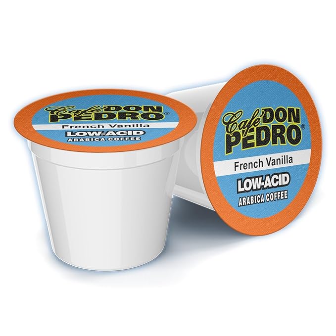 Cafe Don Pedro Variety Pack Arabica Low Acid Coffee Pods - Compatible with Keurig K-cup Coffee Maker 6 different flavors 100% Arabica Battles Heartburn Acidic Reflux 72 Coffee K Cups