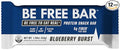 Be Free Bar Blueberry Burst (Box of 12). Award winning Protein Snack Bar made with Real Blueberries Gluten Free Dairy Free Soy Free and Plant Based. 6g Muscle Building Protein and 5g Prebiotic Chic