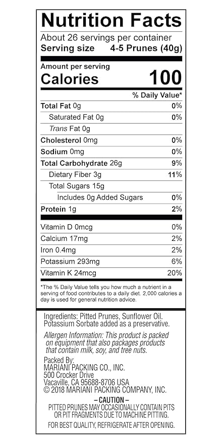 Mariani Pitted Prunes | Dried Fruit | Healthy Snacks for Kids &amp Adults | Vegan Snacks | Gluten Free Snacks | No Sugar Added Fat Free Cholesterol Free | 36 Ounces (Pack of 1)