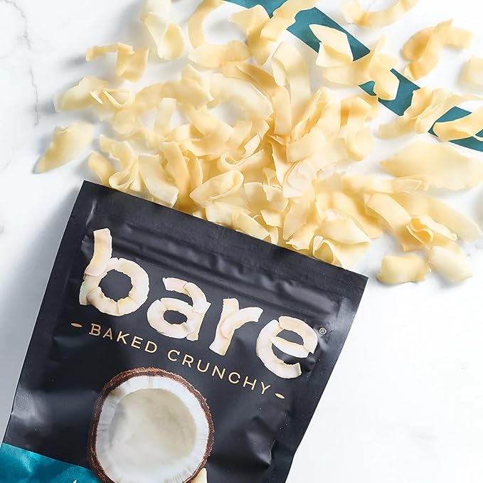 Bare Baked Crunchy Toasted Coconut Chips – 0.53 oz Snack Bags Bulk Value Pack of 24 – Gluten Free Vegan Simple Ingredients Healthy Crunchy Snack