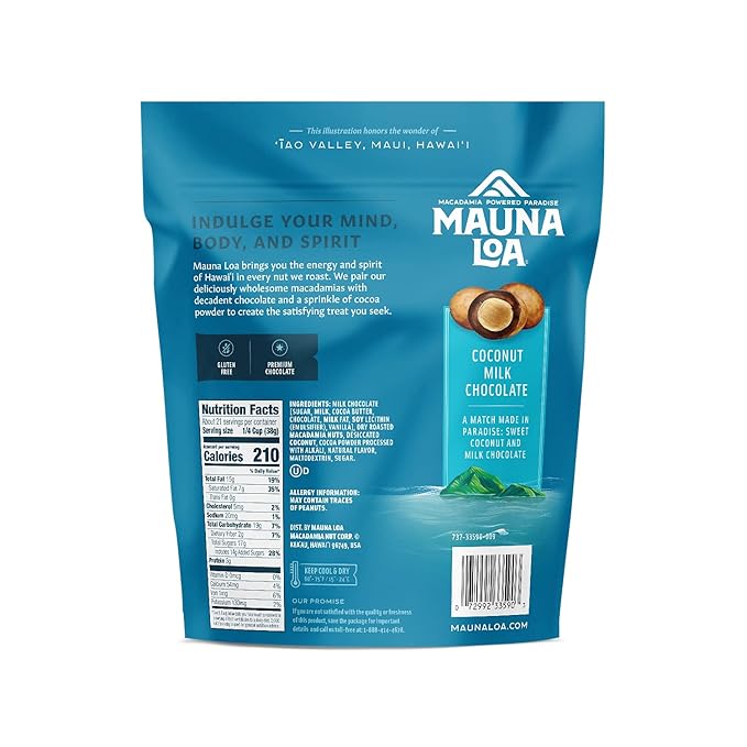 Mauna Loa Premium Roasted Macadamia Nuts Milk Chocolate Coconut Flavor 20 Oz Bag (Pack of 1)
