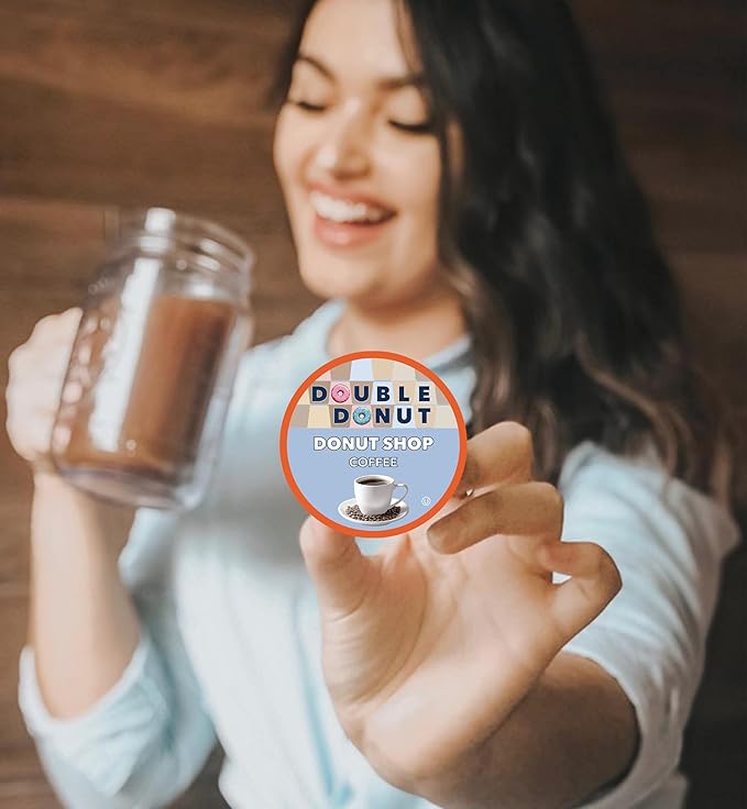 Double Donut Coffee Double Donut Donut Shop Flavored Coffee PodsMedium Roast Coffee Compatible with Keurig K Cups Brewers 72 Count Value Pack