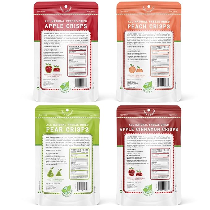 Nature’s Turn Freeze-Dried Fruit Crisps –Healthy Gluten-FreeCrispy &amp DeliciousPlant-Based SnackIdeal for Cereal Smoothies School Lunches &amp On-the-Go Orchard Variety Bags of 16(0.53 oz