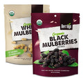 Berrilys Organic Dried White &amp Black Mulberries - Sun-Dried - Homemade Recipes - Chewy Fruit - Ideal for Snacks Baking &amp Smoothies - Non-GMO Raw Vegan - Breakfast Bowls Yogurt Trail Mix -