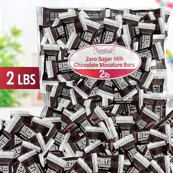Zero Sugar Milk Chocolate Miniature Bars Candy Individually Wrapped Bulk for Melt in Your Mouth Indulgence - Free Mini Bites for On the Go 2lb
