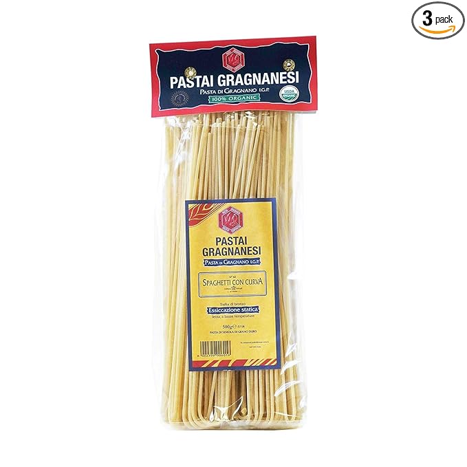 Linguine Organic Italian Pasta di Gragnano | I.G.P. Protected | 17.6 Ounce | 500 Gram | Pack of 3