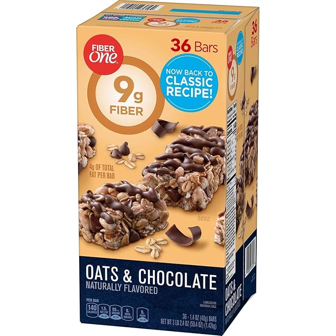 Fiber One Oats and Chocolate Chewy Bars 1.4 Ounce (Pack of 36)