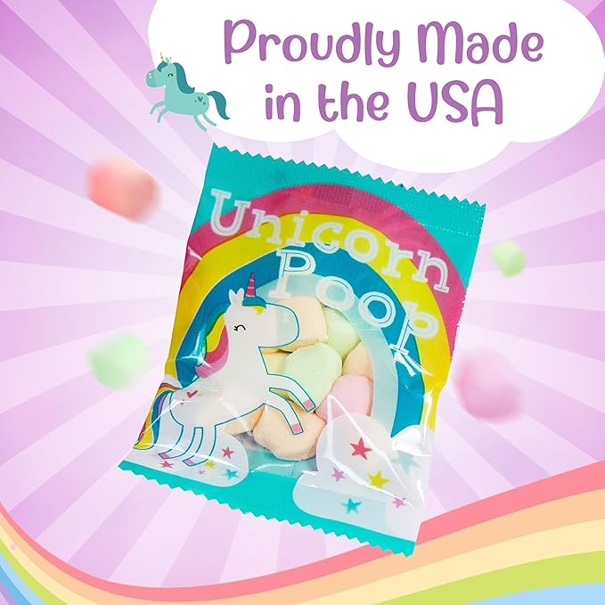 Unicorn Poop Candy - MADE IN THE USA - 48 Unicorn Party Supplies - Unicorn Birthday Party Favors for Kids - Bulk Candy Packs for Classroom