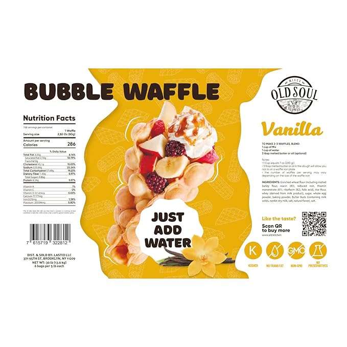 ALDKitchen Bubble Waffle Mix | Soy free | Nut free | Dough Mix for Egg Waffles (Vanilla 30 LB)