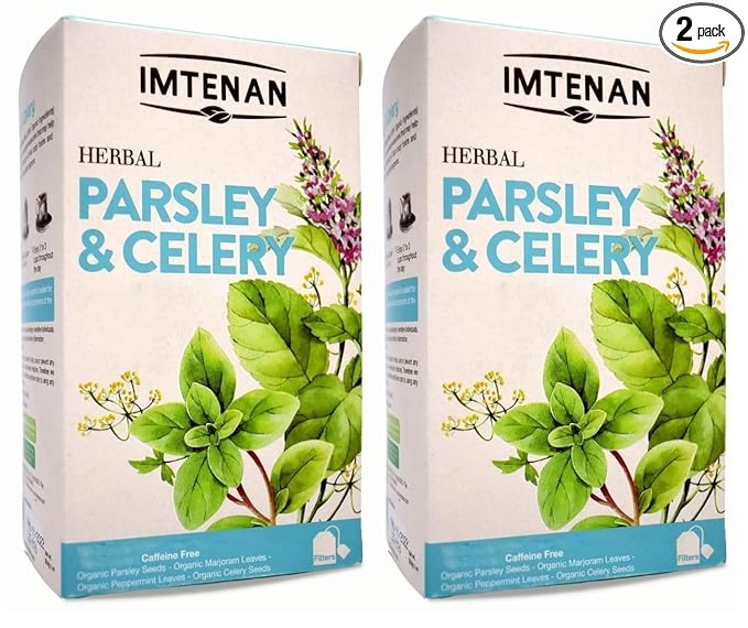 2 Pack Herbal Imtenan Parsley And Celery Tea Bag Natural Drink Herbals Herbs Herb Non Gmo No Additives No Artificial Coloring Kosher Halal (2 Pack : Total : 36 Bags) أعشاب البقدونس و الكرفس حلال