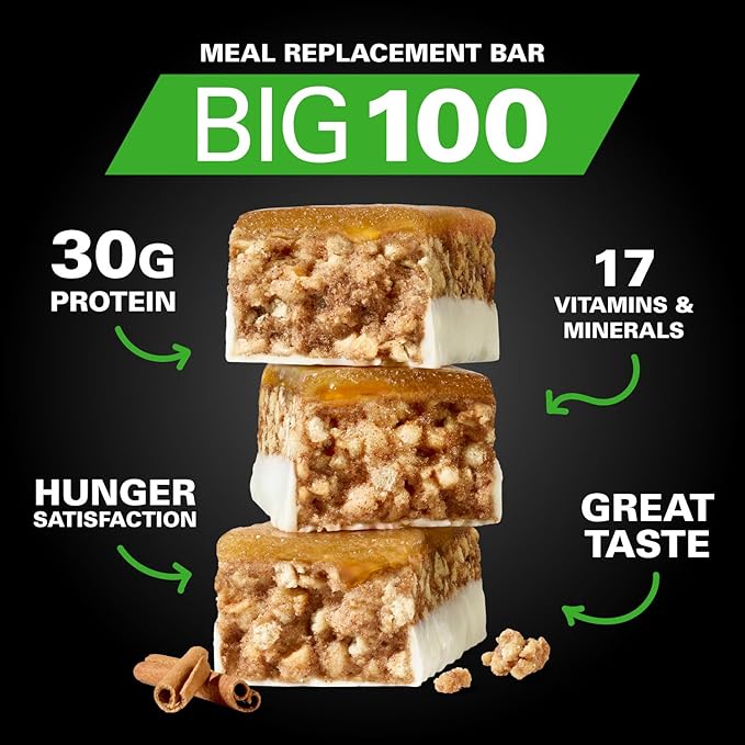 MET-Rx Big 100 Colossal Protein Bars Crispy Apple Pie Meal Replacement Bars 9 Count
