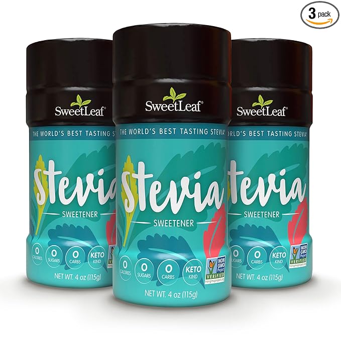 SweetLeaf Stevia Powder Shaker Jar - Zero Calorie Sweetener with Stevia Leaf Extract No Artificial Sweetener Additives Sugar Free Keto Friendly Non GMO Gluten Free - 4 Oz (Pack of 3)