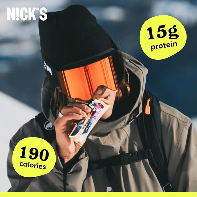 Nick’s Protein Bars Chocolate Caramel – 12-Count Box | Protein-Packed Snack Low Calories Low Carbs Keto Friendly No Added Sugar (12 bars x 50g)