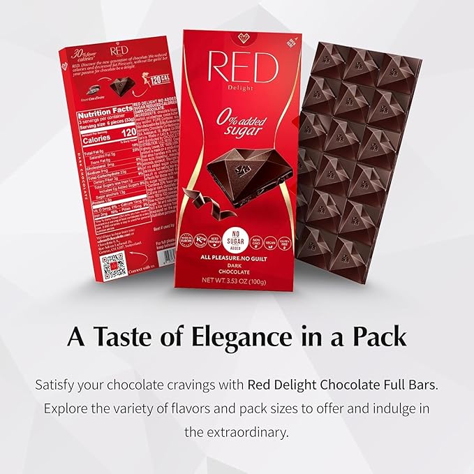 RED Delight®™ Dark Chocolate Full Size Bars (3.53 Ounces Each) (7 Pack -Full Size (3.53 Ounce) Bars)