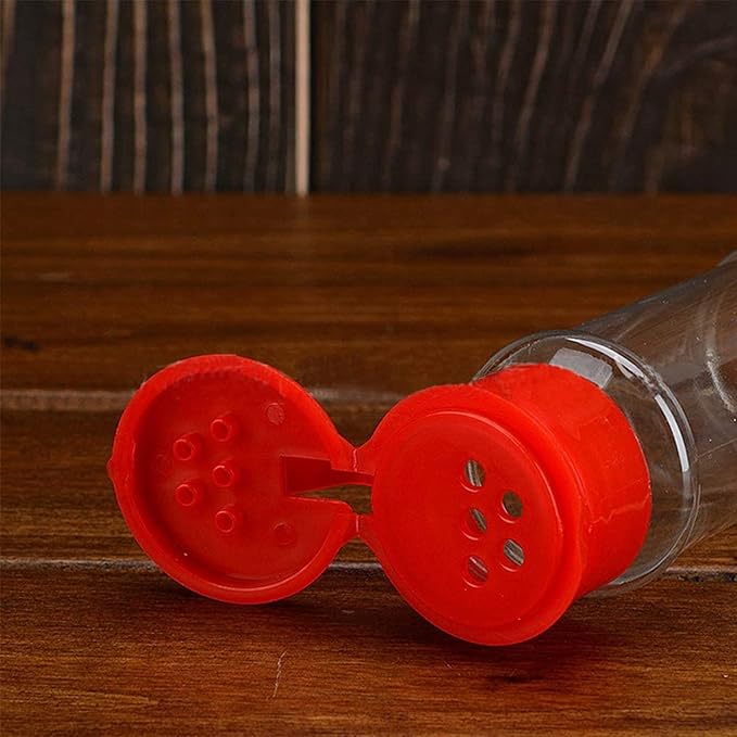 100 Empty Plastic Spice Bottles for Storing Barbecue Seasoning Salt Pepper Etc. 100Ml / 3.3Oz Red