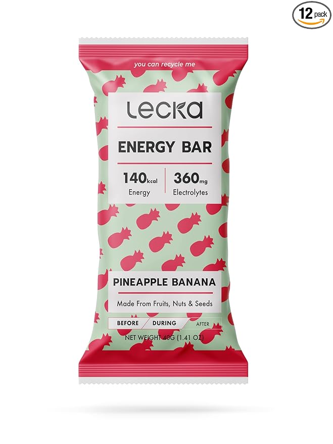 Lecka Energy Bar 12 Bars | Natural Energy from Tropical Fruits Vegan Gluten Free (12 Bars Pineapple Banana)