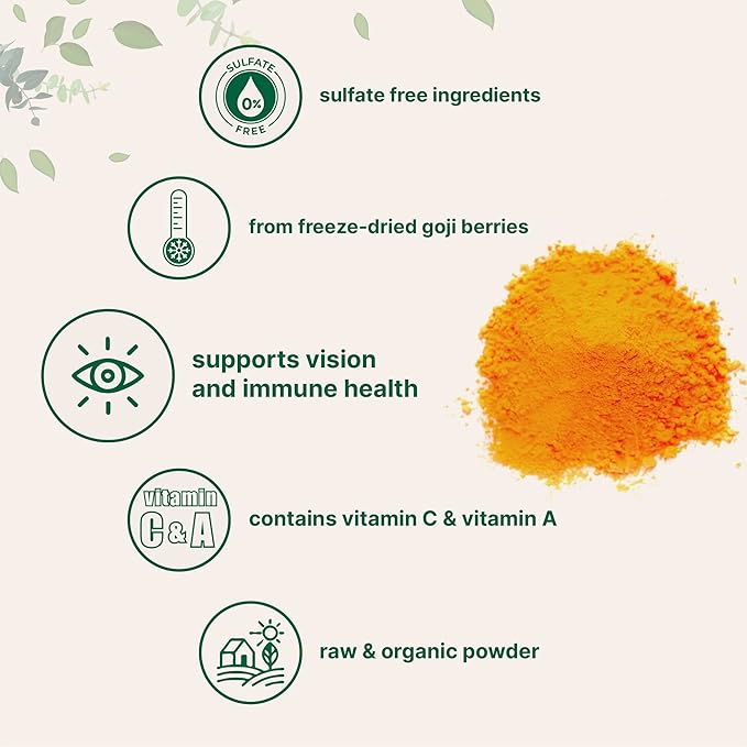 Organic Goji Powder 16 Ounces | 100% Natural Fruit Source | Freeze-Dried Berries | Sulfate &amp Additive Free | Great Flavor for Drinks Snacks &amp Beverages | Non-GMO &amp Vegan