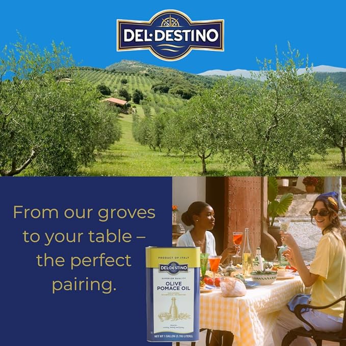 Del Destino Pomace Oil Milder Olive Taste Product of Italy - 1 Gallon Tin