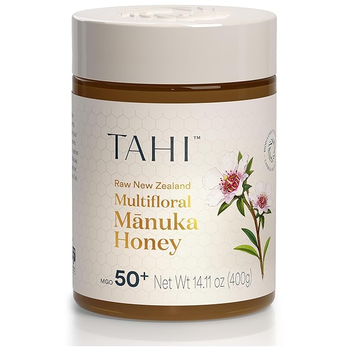 Tahi MGO 50+ Multifloral Raw Manuka Honey New Zealand - 100% Sustainable and Natural Honey - Non-GMO Glyphosate-Free and Gluten-Free - New Zealand Manuka Pure Honey - 14.1oz