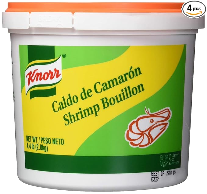 Knorr Professional Caldo de Camaron Shrimp Bouillon with Shrimp Flavor Granulated Base Bouillon as a Base Marinade Flavor Enhancer Shelf Stable Convenience 0g Trans Fat 4.4 lbs (Pack of 4)