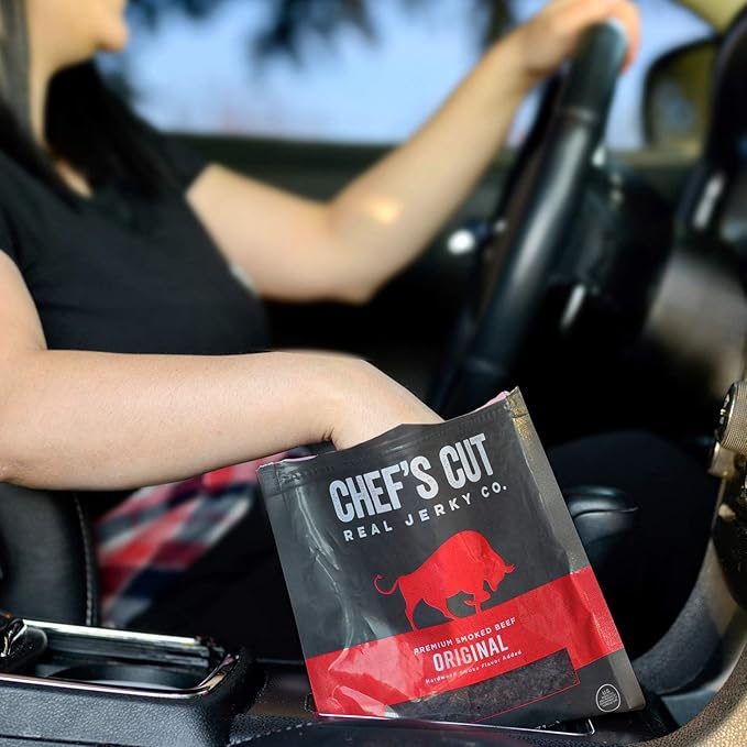 Chef’s Cut Real Beef Jerky | High Protein Meat Snack with 10g Protein &amp 90 Calories Gluten Free Keto-Friendly Premium Lean Smoked Beef | Original Recipe | 2.5 oz (Pack of 8)