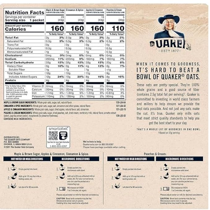 Instant Oatmeal Flavor Variety Pack 1.51 Ounces 52 Count (1 Pack)