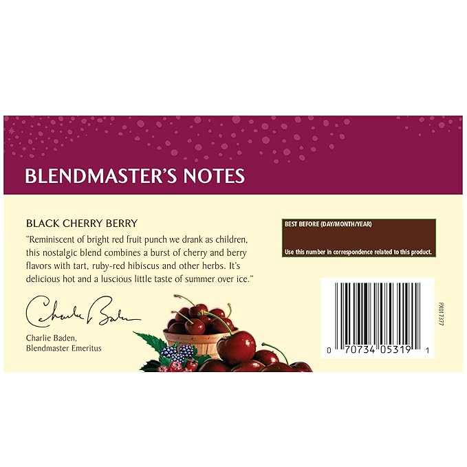 Celestial Seasonings Herbal Tea Bags Black Cherry Berry Flavored Tea Bags 20 Count (Pack of 6)