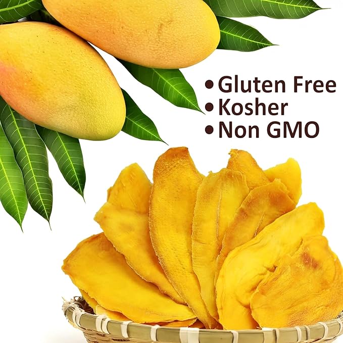 No Sugar Added Dried Mango Slices 32 Oz Delicious Texture Soft &amp Juicy No Sugar Added Dried Mango Naturally Ripened Mangos Dried Fruits Gluten Free Non GMO Natural Source of Vitamin C in Resealab