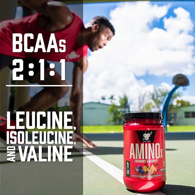 BSN Amino X Muscle Recovery &amp Endurance Powder BCAAs 10 Grams of Amino Acids Keto Friendly Caffeine-Free Support Endurance Zero Sugar Fruit Punch 70 servings 35.84 Ounce (Packaging May Va