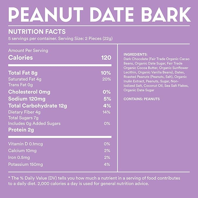 Joydays Dark Chocolate Date Bark 2 Flavor Pack (Peanut &amp Almond) Dates Sea Salt Roasted Peanuts or Almonds Gluten Free Vegan Healthier Snacks for Adults &amp Kids No Added Sugar 3.88 oz
