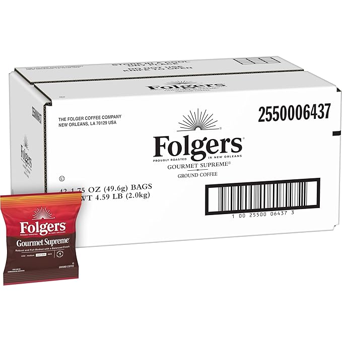 Folgers Gourmet Supreme Ground Coffee 42-1.4 Ounce Fraction Packets Frac Packs