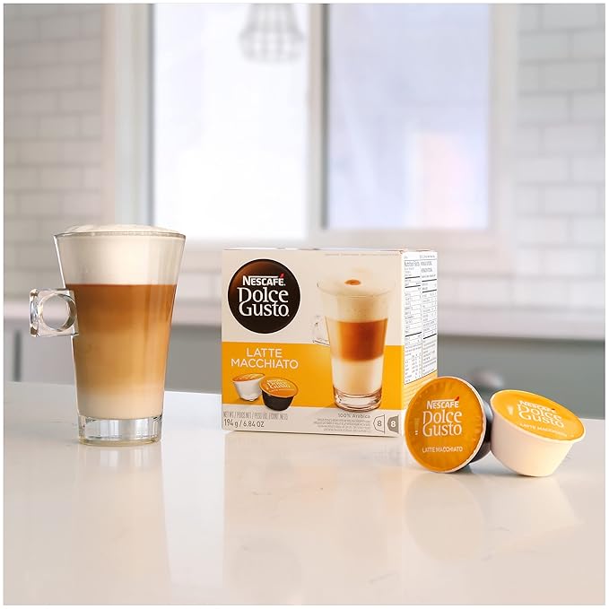 Dolce Gusto Nescafe Coffee Pods Latte Macchiato 16 Count Pack of 3