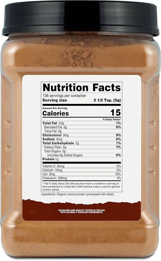 Nutricost Pantry Organic Cocoa Powder (1.5 Pounds Per Bottle) Non GMO Gluten Free Vegan Baking Powder