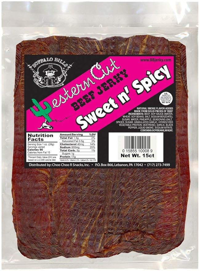 Buffalo Bills 18oz Sweet n' Spicy Western Cut Big Slab Beef Jerky (15 beef jerky slabs per bag)