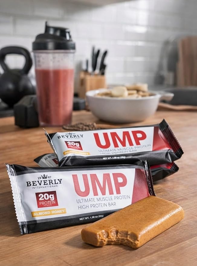 Beverly International UMP High Protein Bars - Almond Honey 20g of Protein 8g Fiber. All Natural Gourmet Ingredients. Soy Free Bar 12 Pack