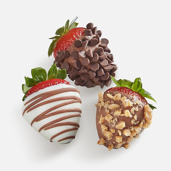 Shari’s Berries Gourmet Dipped Fancy Strawberries | Chocolate Covered Strawberry Gift Box | Ideal for Valentine's Day Anniversary Birthdays Congratulations or Saying Thank You (Full Dozen 12 Berr