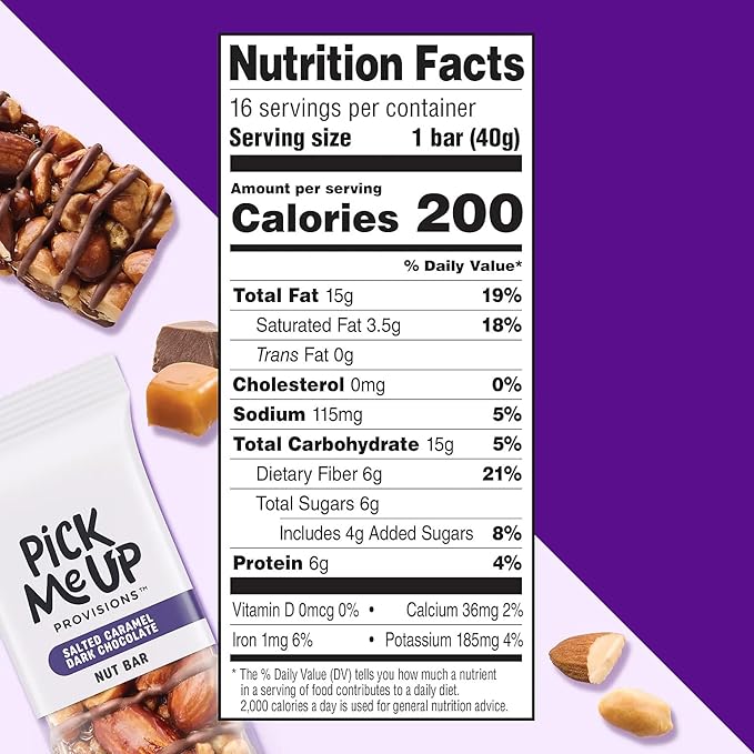Pick Me Up Provisions™ Gluten Free Salted Caramel Dark Chocolate Nut Bar 1.4 oz. 16 Bars/Box