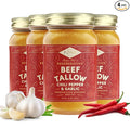 FOND Regenerative Grass-Fed Beef Tallow for Cooking – High Smoke Point Grass Fed Beef Tallow for Frying Sautéing &amp Roasting – Sustainably Sourced Seed Oil Free – Chili and Garlic 14oz (4-Pack)