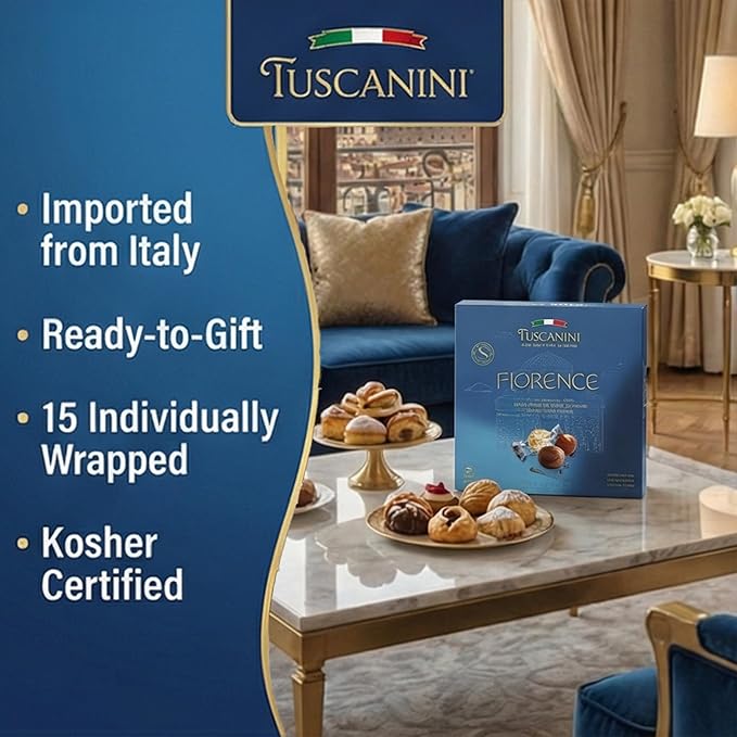 Tuscanini Fine Italian Chocolate Truffles Gift Box (15 Truffles) | Assorted Milk Dark &amp Hazelnut Milk Truffles | Imported from Italy | Ready-to-Gift | Perfect for Valentines | Kosher (including P