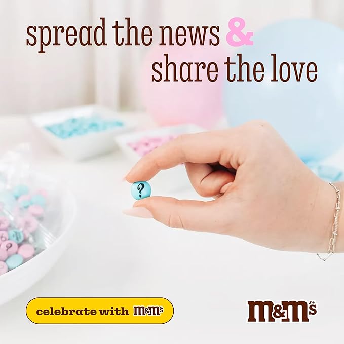 M&ampM'S World Gender Reveal Favors Milk Chocolate Candy .75oz 20 Pack Bag with Light Blue and Pink M&ampM'S for Baby Showers Gender Reveal Events and Party Giveaways