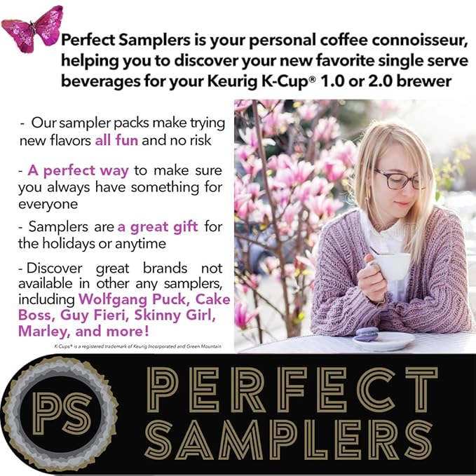 Perfect Samplers Flavored Coffee Variety Sampler Pack Assorted Flavors in Single Serve Pods for Keurig K-Cup Machines 30 Count