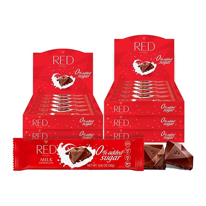 RED Delight®™ Milk Chocolate 12 Count Box of Grab N Go Travel Size Bars (0.92 Ounces Each) (5 Boxes - Total of 60 Bars)