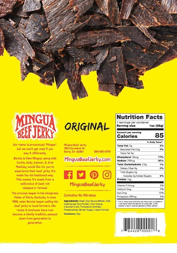 Mild Mingua Beef Jerky - Four (4) Bags 7 oz Each