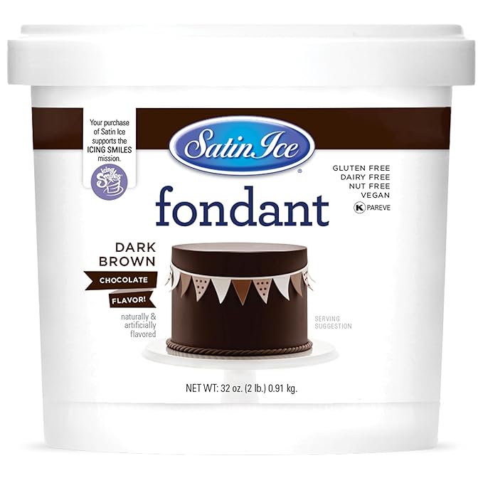 Satin Ice Fondant for Cake Decorating Dark Chocolate (2 Pound)