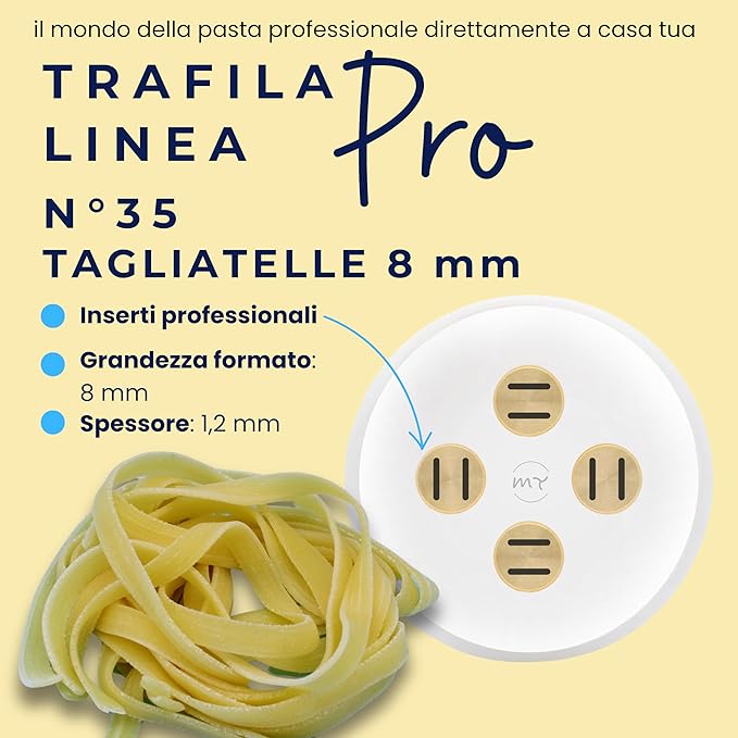 Line Pro N°35 Tagliatelle 8 mm in POM with professional inserts compatible with Philips Pasta Maker Avance/7000 series