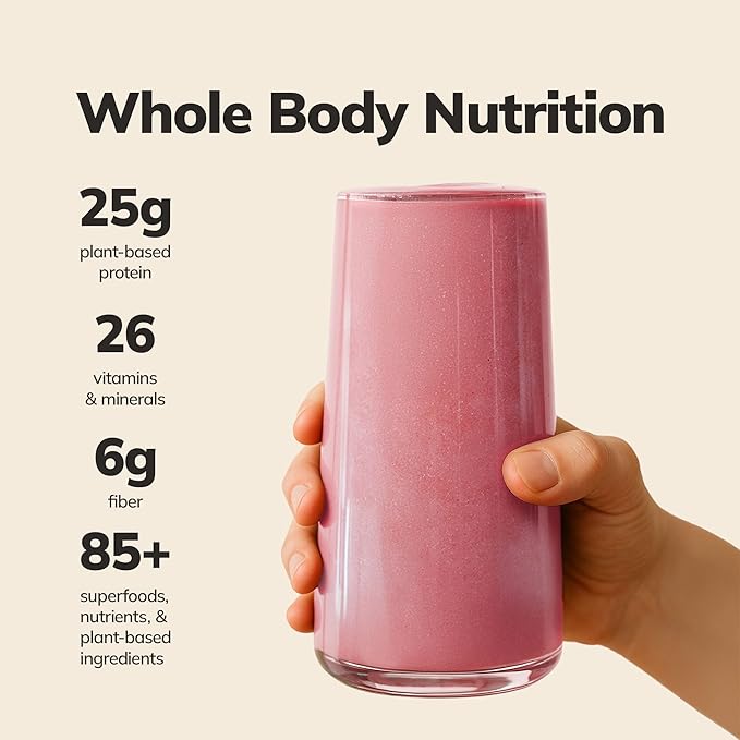 Ka’Chava All-In-One Nutrition Shake Blend Strawberry 15 Servings 85+ Superfoods &amp Nutrients Greens Plant-Based Powder Protein Drink Digestive Enzymes &amp Probiotics Vegan Dairy Gluten Free