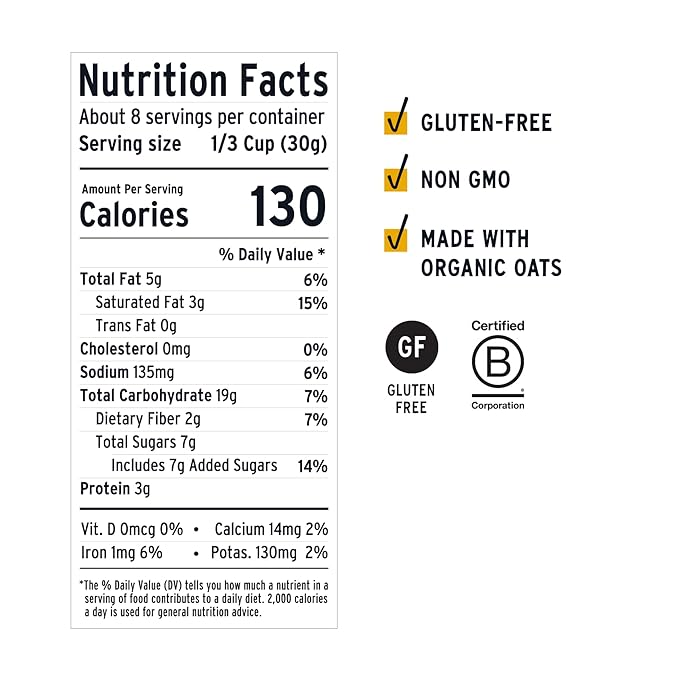Purely Elizabeth Honey Almond + Probiotics Ancient Grain Granola Gluten Free &amp Non-GMO 8 Ounce (Pack of 2)