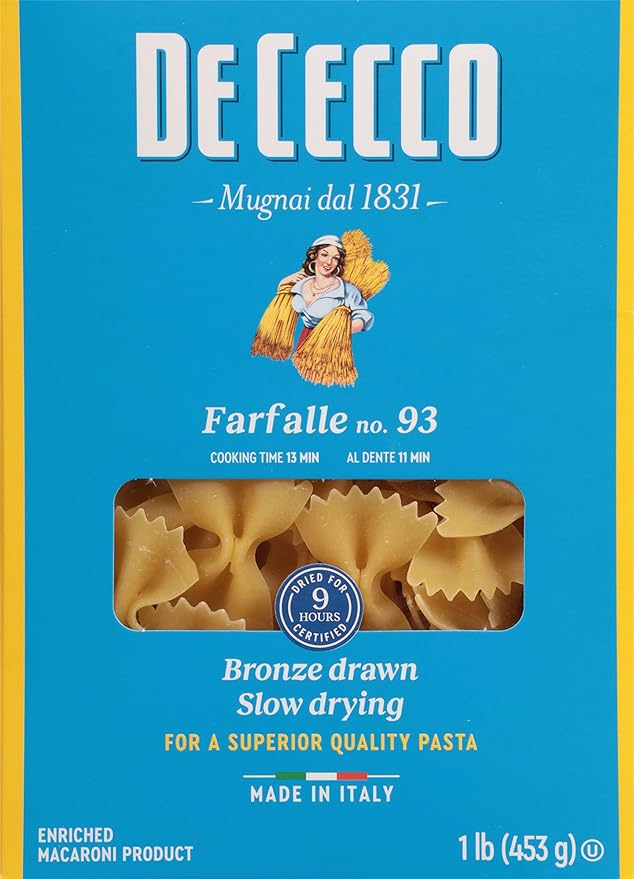 De Cecco Semolina Pasta Farfalle No.93 1 Pound (Pack of 12)
