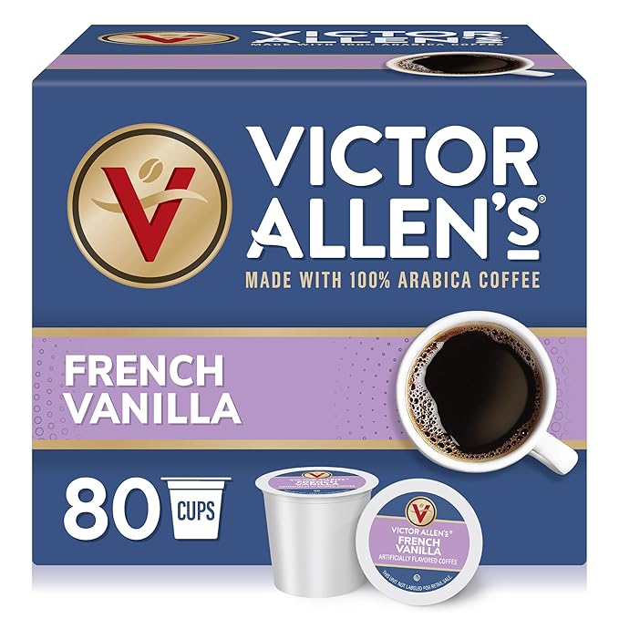 Victor Allen's Coffee French Vanilla Flavored Medium Roast 80 Count Single Serve Coffee Pods for Keurig K-Cup Brewers